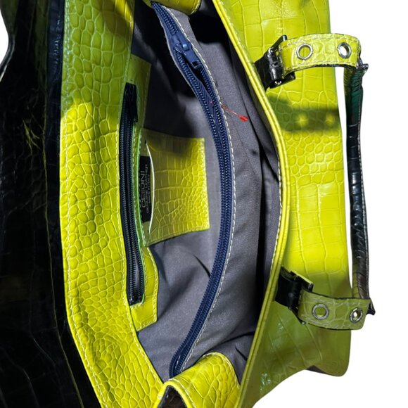 Cecconi Italian Leather bag.  Green and Black.  Preowned. Medium - Picture 7 of 9